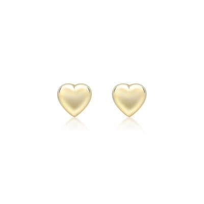 9ct Yellow Gold Childrens  Heart Stud Earrings