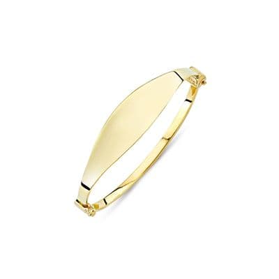 9ct Yellow Gold Childrens Hinged Oval ID Bangle