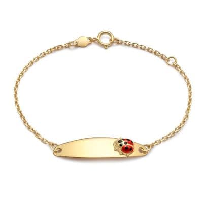 9ct Yellow Gold Childrens Ladybird Adjustable Identity Bracelet