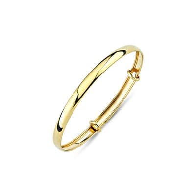 9ct Yellow Gold Childrens Plain Rounded Expandable Bangle
