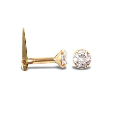 9ct Yellow Gold Claw Set CZ Hinged Nose Stud