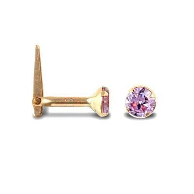 9ct Yellow Gold Claw Set Lilac CZ Hinged Nose Stud