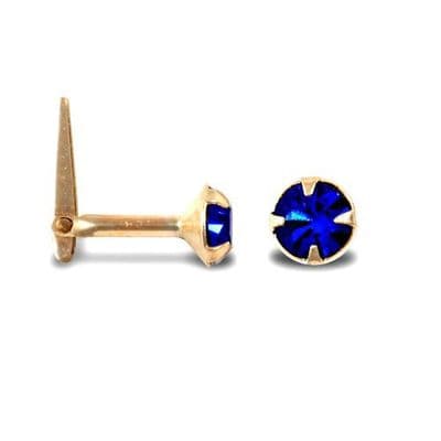 9ct Yellow Gold Claw Set Midnight Blue CZ Hinged Nose Stud