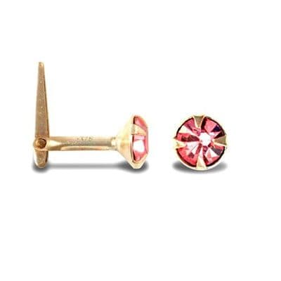 9ct Yellow Gold Claw Set Pink CZ Hinged Nose Stud