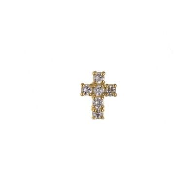 9ct Yellow Gold  Cubic Zirconia Cross Gents Stud Earring