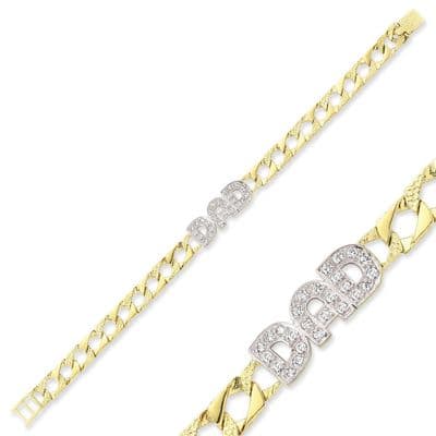 9ct Yellow Gold Cubic Zirconia Dad Bracelet