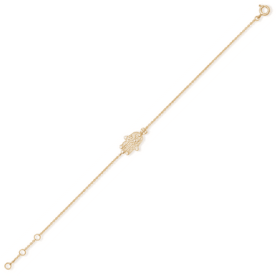 9ct Yellow Gold Cubic Zirconia Hamsa Bracelet