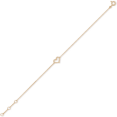 9ct Yellow Gold Cubic Zirconia Heart Bracelet