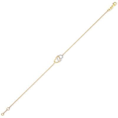 9ct Yellow Gold Cubic Zirconia Linked Hearts Bracelet