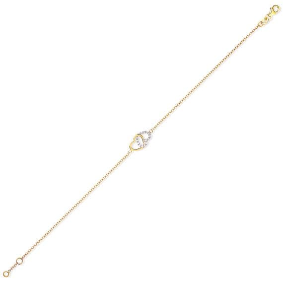 9ct Yellow Gold Cubic Zirconia Linked Hearts Bracelet