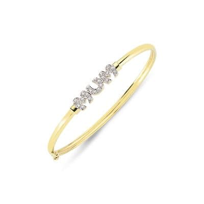9ct Yellow Gold Cubic Zirconia Mum Bangle