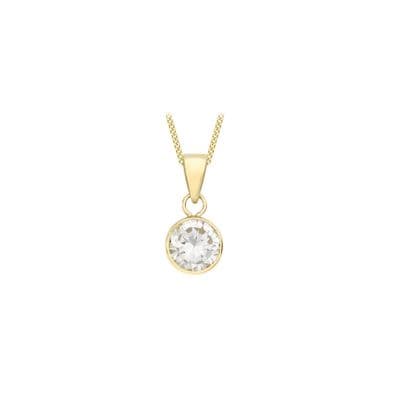 9ct Yellow Gold Cubic Zirconia Pendant