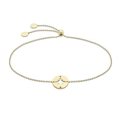 9ct Yellow Gold Cut Out Compass Adjustable Slider Bracelet