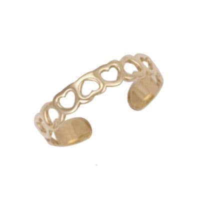 9ct Yellow Gold Cut Out Hearts Toe Ring
