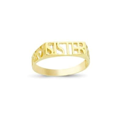 9ct Yellow Gold Cut Out Sides Sister Ring