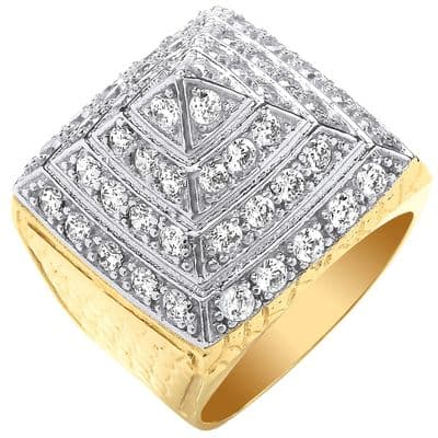 9ct Yellow Gold CZ 25mm Pyramid Ring