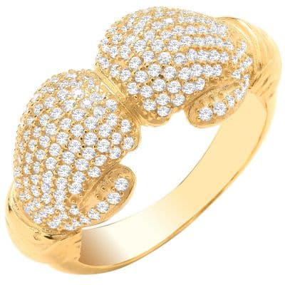 9ct Yellow Gold CZ Boxing Gloves Ring