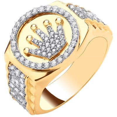 9ct Yellow Gold CZ Crown Ring