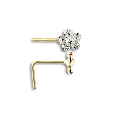 9ct Yellow Gold CZ Daisy Flower Nose Stud