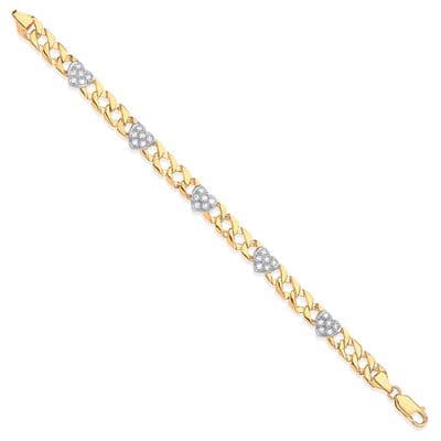 9ct Yellow Gold CZ Heart Bracelet