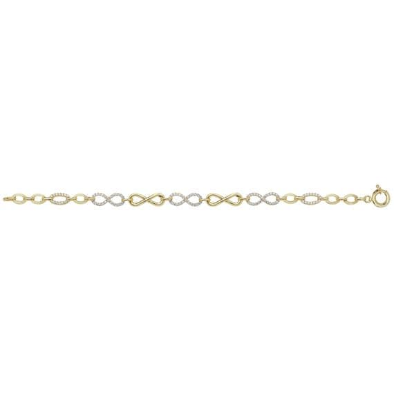 9ct Yellow Gold CZ Infinity Bracelet