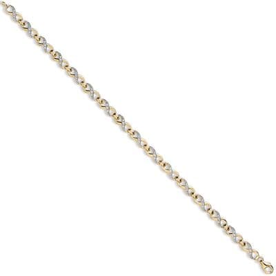 9ct Yellow Gold CZ Link Infinity Bracelet