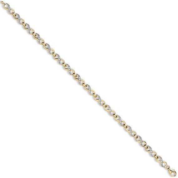 9ct Yellow Gold CZ Link Infinity Bracelet