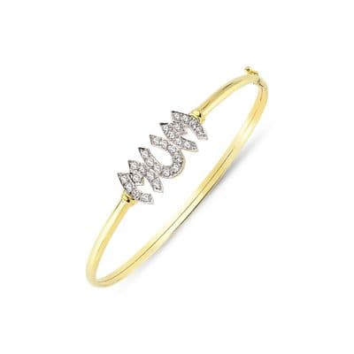 9ct Yellow Gold CZ Mum Bangle