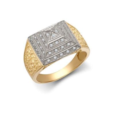 9ct Yellow Gold CZ Set Pyramid Ring