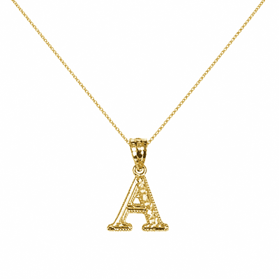 9ct Yellow Gold Diamond Cut Initial Letter Necklace