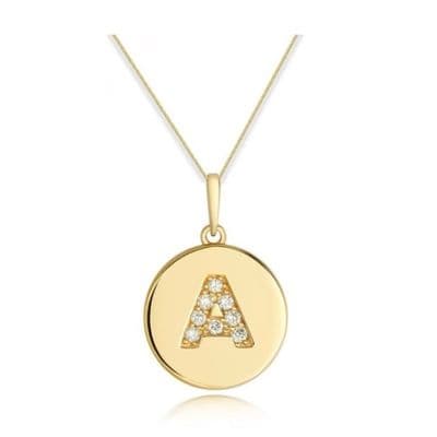 9ct Yellow Gold Diamond Initial Disc Pendant