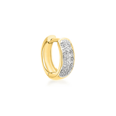 9ct Yellow Gold Diamond Pave Set Mens Huggie Earring