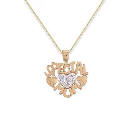 9ct Yellow Gold Diamond Special Mum Heart Pendant