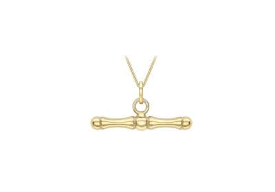 9ct Yellow Gold Dog Bone T-Bar Necklace