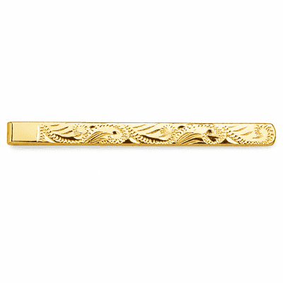 9ct Yellow Gold Engraved Patterned Tie Slide
