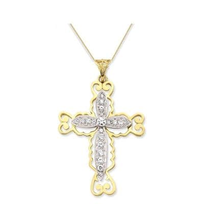 9ct Yellow Gold Extra Large Fancy Pave Set Cubic Zirconia Cross