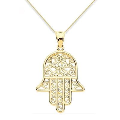 9ct Yellow Gold Filigree Hamsa Pendant