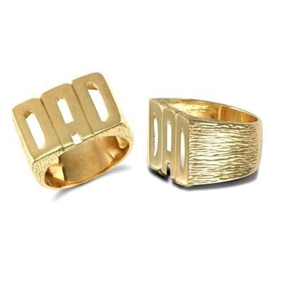 9ct Yellow Gold Heavyweight Barked Dad Ring