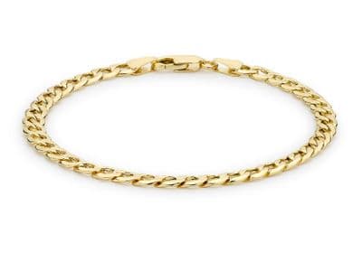 9ct Yellow Gold Hollow 6-Sided 5mm Curb Chain Bracelet 19cm/7.5