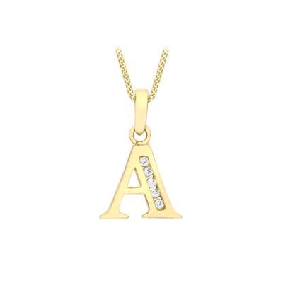 9ct Yellow Gold Initial CZ Set Letter Pendant