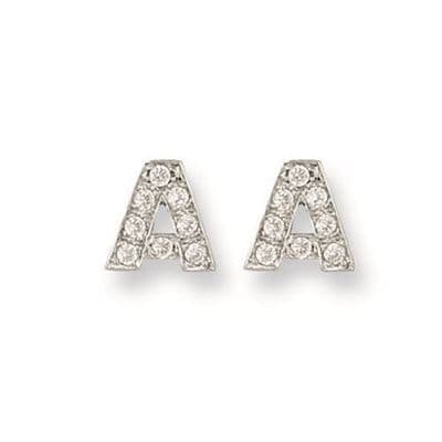 9ct Yellow Gold Initial CZ Stud Earrings