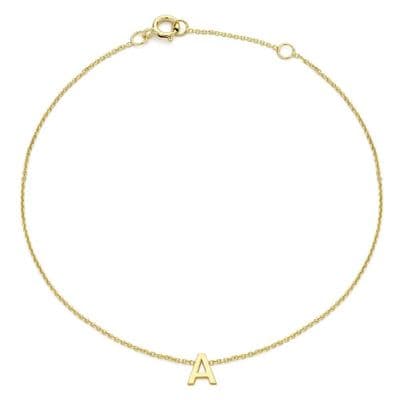 9ct Yellow Gold Initial Letter Adjustable Bracelet