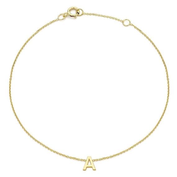 9ct Yellow Gold Initial Letter Adjustable Bracelet