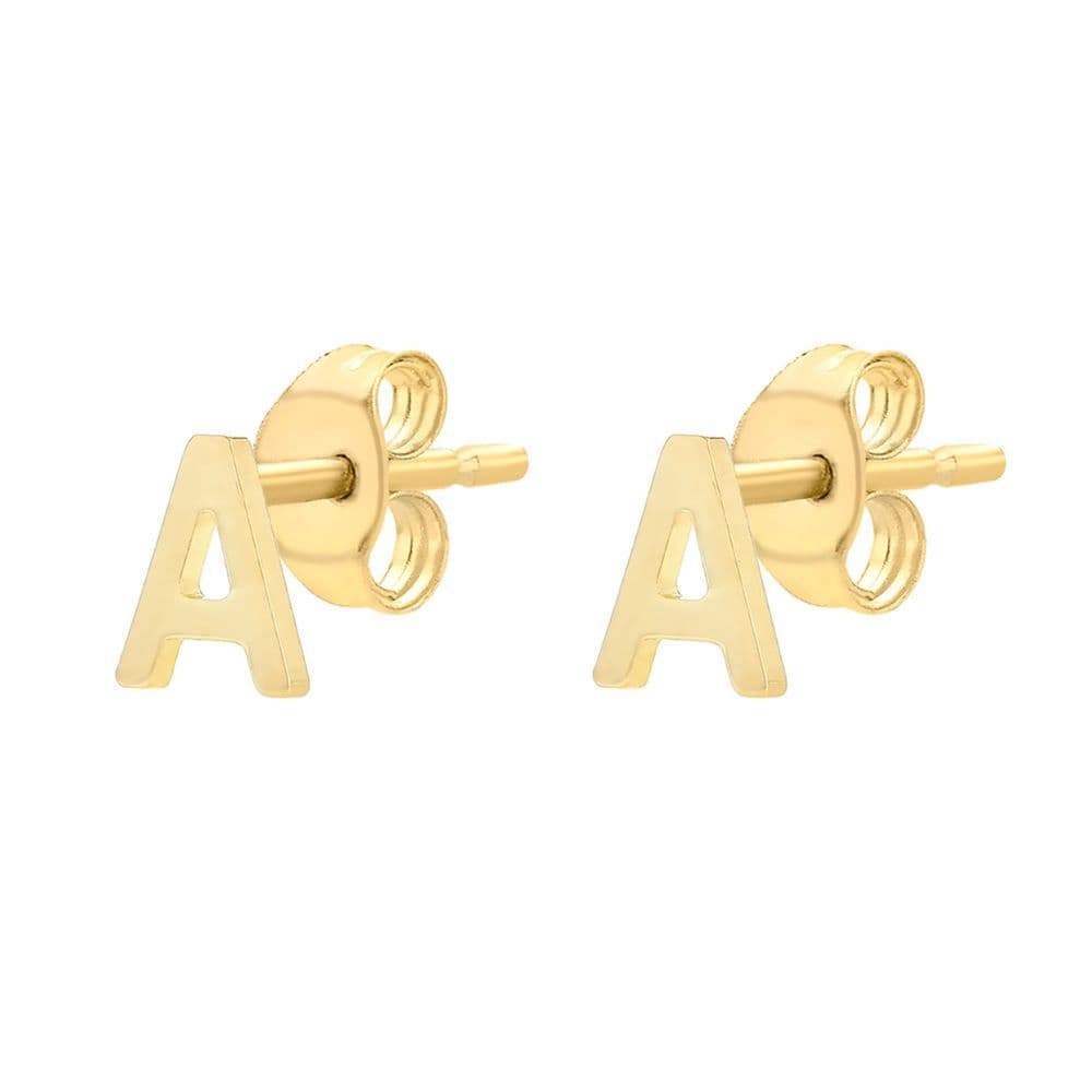 9ct Yellow Gold Mini Initial 'V' Stud Earrings main image 1
