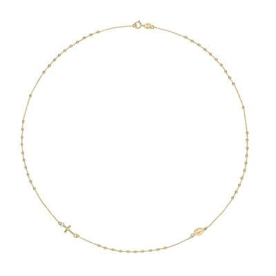 9ct Yellow Gold Ladies 16 Inch Inline 1mm Rosary Bead Necklace