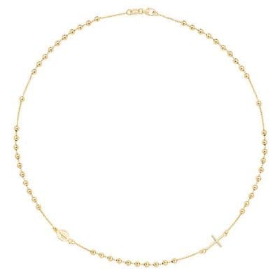 9ct Yellow Gold Ladies 16 Inch Inline 2mm Rosary Bead Necklace