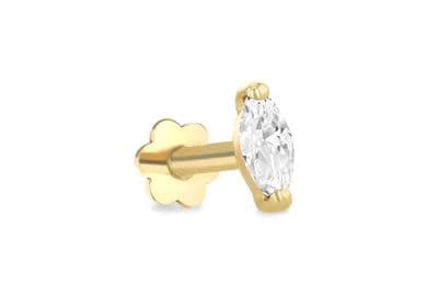 9ct Yellow Gold Marquise CZ Labret Stud