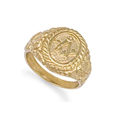 9ct Yellow Gold Masonic Oval Signet Ring