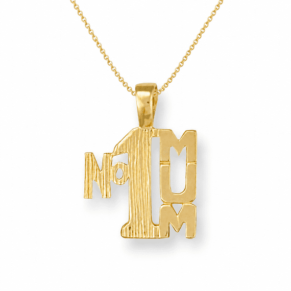 9ct Yellow Gold Medium Number One Mum Pendant