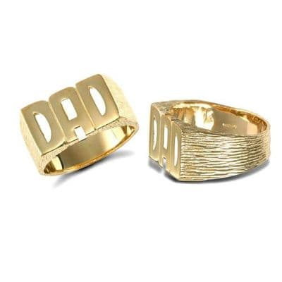 9ct Yellow Gold Mediumweight Barked Dad Ring